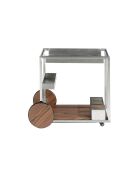 Minibarwagen van walnoot/staal - 80x45x74 cm