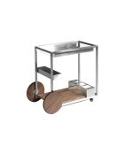 Minibarwagen van walnoot/staal - 80x45x74 cm