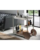 Minibarwagen van walnoot/staal - 80x45x74 cm
