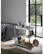 Minibarwagen van walnoot/staal - 80x45x74 cm