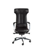 Fauteuil de bureau en cuir pivotant moderne avec assise et dossier noir/acier - 63x66x122 cm