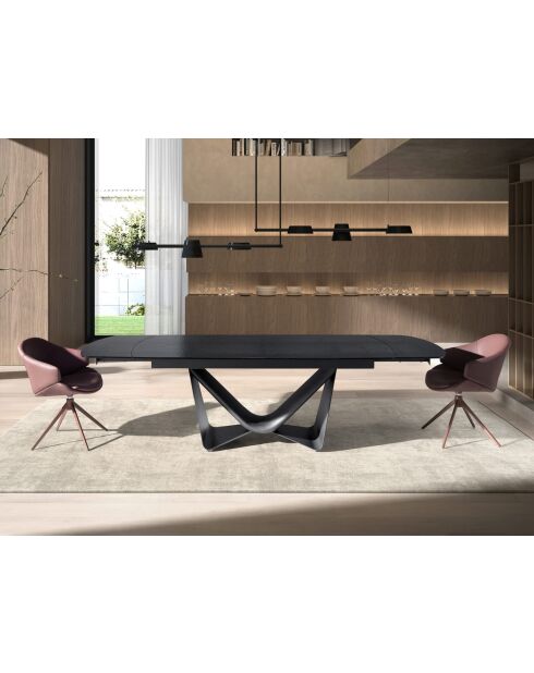 Tavolo da pranzo ovale allungabile grigio scuro/nero - Ø 200 x 105 x 76 cm