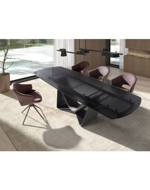 Tavolo da pranzo ovale allungabile grigio scuro/nero - Ø 200 x 105 x 76 cm