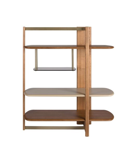 Étagère au design moderne avec structure et étagères en bois noyer clair/greige - 140x50x162 cm