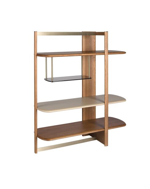 Étagère au design moderne avec structure et étagères en bois noyer clair/greige - 140x50x162 cm