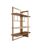 Étagère au design moderne avec structure et étagères en bois noyer clair/greige - 140x50x162 cm