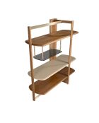 Étagère au design moderne avec structure et étagères en bois noyer clair/greige - 140x50x162 cm