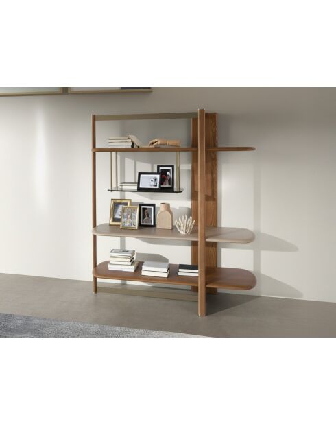 Étagère au design moderne avec structure et étagères en bois noyer clair/greige - 140x50x162 cm