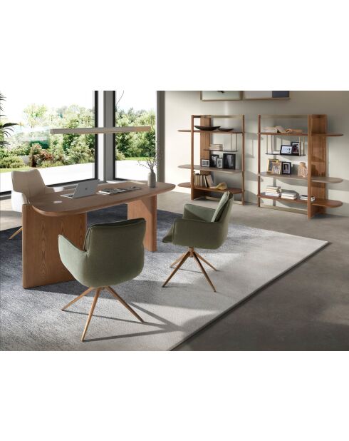 Étagère au design moderne avec structure et étagères en bois noyer clair/greige - 140x50x162 cm
