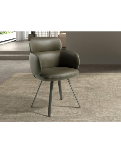Fauteuil pivotant au design moderne avec accoudoirs vert - 59x66x84 cm