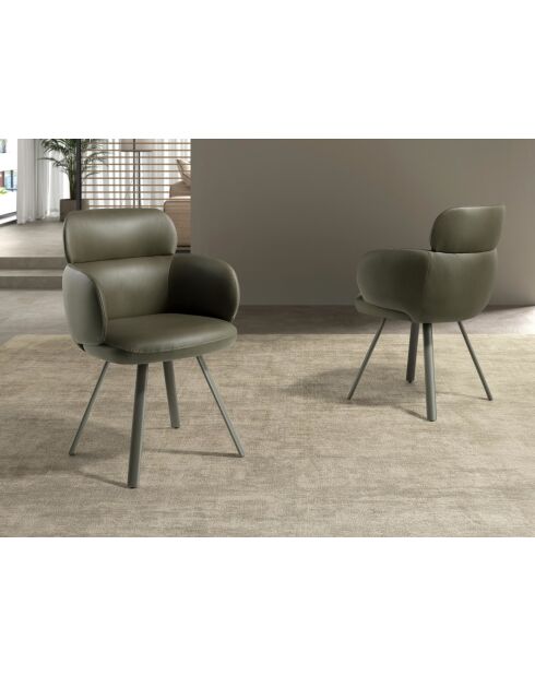 Fauteuil pivotant au design moderne avec accoudoirs vert - 59x66x84 cm
