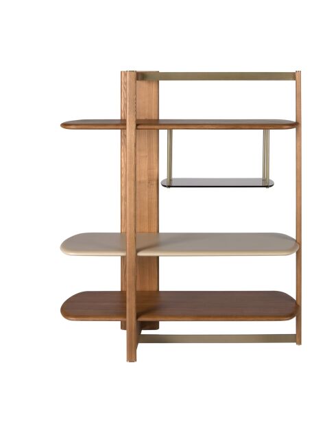 Étagère au design moderne avec structure et étagères en bois noyer clair/greige - 140x50x162 cm