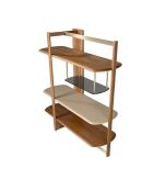 Étagère au design moderne avec structure et étagères en bois noyer clair/greige - 140x50x162 cm