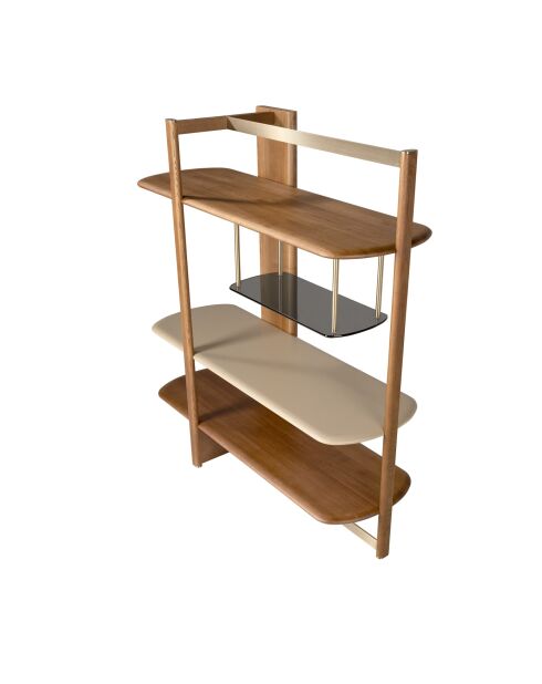 Étagère au design moderne avec structure et étagères en bois noyer clair/greige - 140x50x162 cm