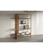Étagère au design moderne avec structure et étagères en bois noyer clair/greige - 140x50x162 cm