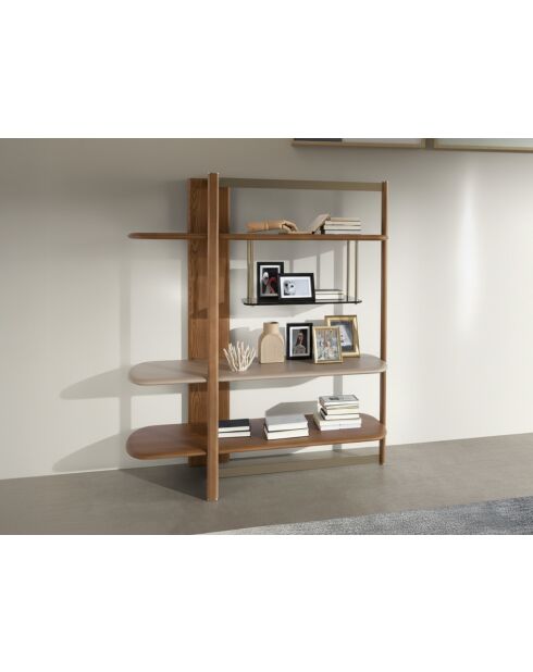 Étagère au design moderne avec structure et étagères en bois noyer clair/greige - 140x50x162 cm