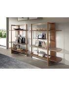 Étagère au design moderne avec structure et étagères en bois noyer clair/greige - 140x50x162 cm