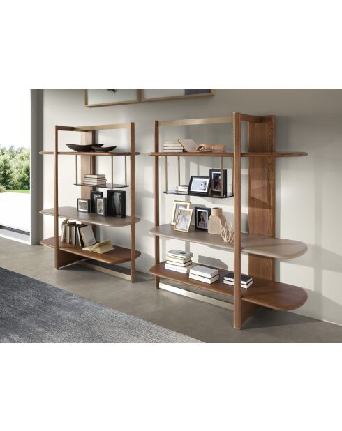 Étagère au design moderne avec structure et étagères en bois noyer clair/greige - 140x50x162 cm
