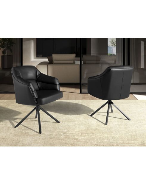 Fauteuil pivotant moderne avec accoudoirs noir - 70x65x88 cm