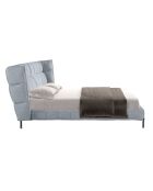 Modernes Design-Doppelbett aus hellblauem Grau/dunklem Stahl — 239 x 234 x 109 cm.