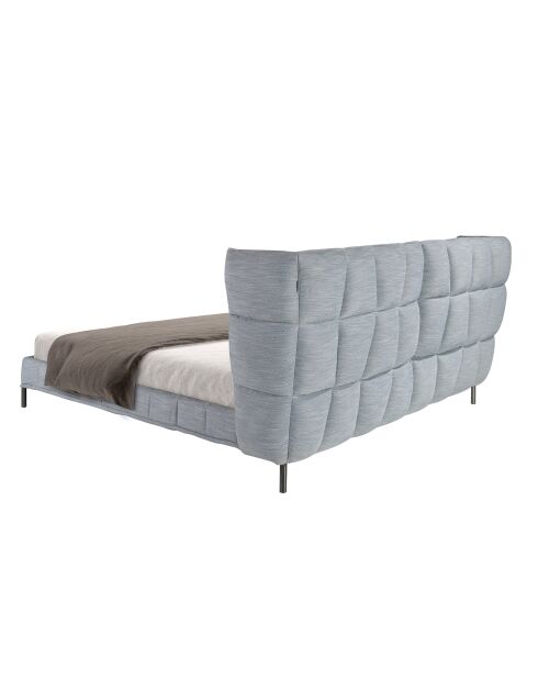 Modernes Design-Doppelbett aus hellblauem Grau/dunklem Stahl — 239 x 234 x 109 cm.