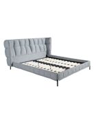Modernes Design-Doppelbett aus hellblauem Grau/dunklem Stahl — 239 x 234 x 109 cm.