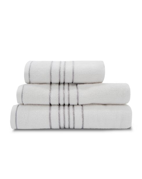 Telo doccia in cotone con bordo bianco/argento - 70x140 cm