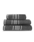 Drap de bain en coton avec liseret anthracite/argenté - 100x150 cm