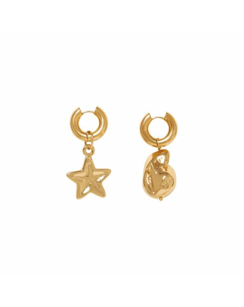 Boucles d’oreilles en perle Baroque et Étoile dorées