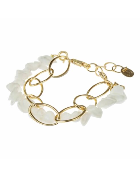 Bracelet en laiton doré Yvette blanc