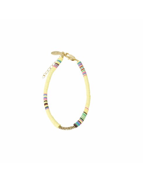 Bracelet en laiton plaqué or Heishi jaune