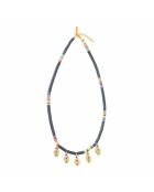 Collier en laiton plaqué or Heishi 5 Pampilles noir