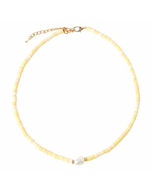 Collier en perle Festival jaune