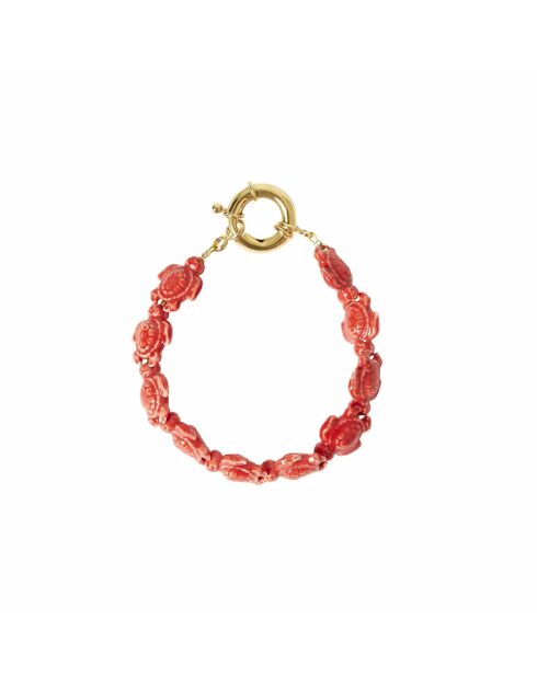 Bracelet en perle Tortues rouge