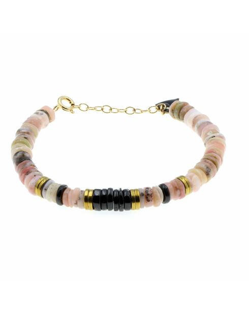 Bracelet Puka Opale et Onyx rose