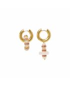 Boucles d’oreilles en laiton plaqué or Strass roses