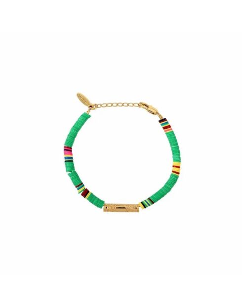 Bracelet Disc de Vinyl Fin Tube Plaqué or vert