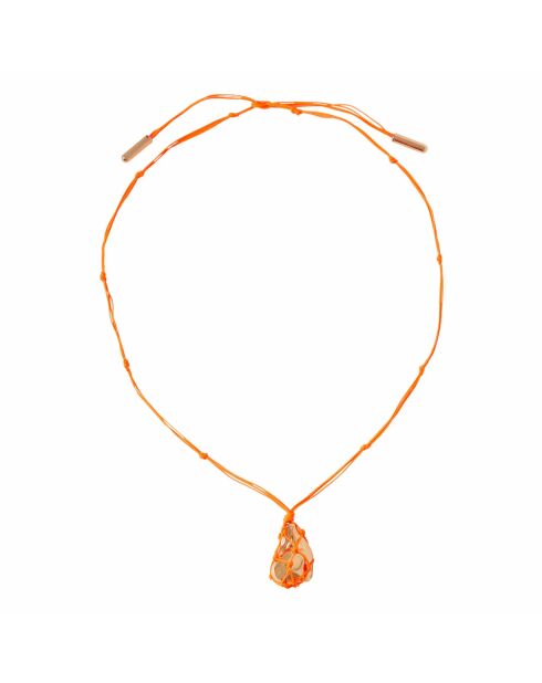 Collier corde plaqué or Poire Baroque orange