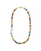 Collier en laiton plaqué or multicolore