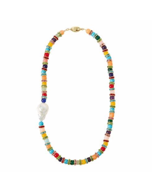 Collier en laiton plaqué or multicolore