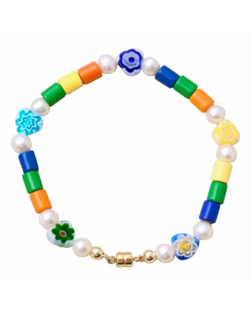 Bracelet en plaqué or Silas bleu