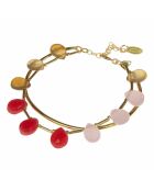 Bracelet en laiton plaqué or Yacinthe rouge