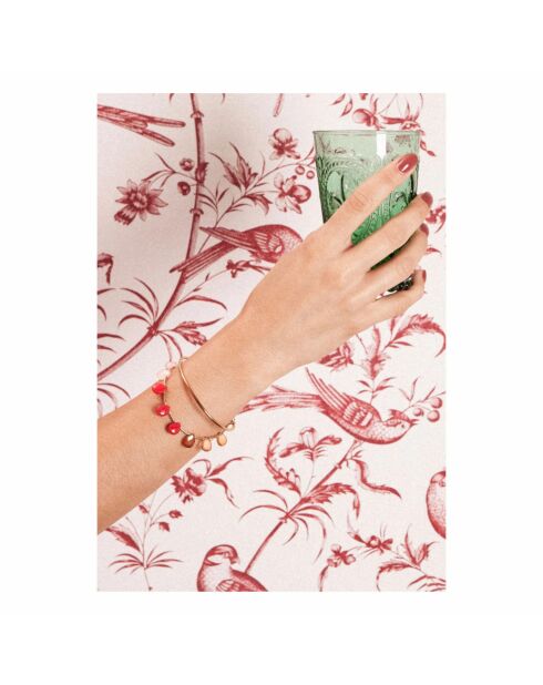 Bracelet en laiton plaqué or Yacinthe rouge