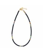 Collier en laiton plaqué or Heishi noir