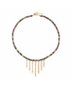 Collier en pierre naturelle Précieux Pampille marron