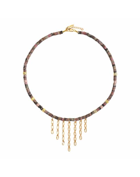 Collier en pierre naturelle Précieux Pampille marron