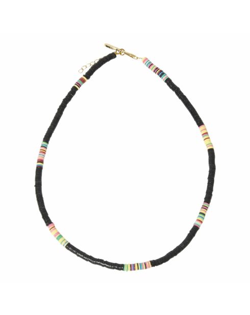 Collier en laiton plaqué or Fin Heishi noir