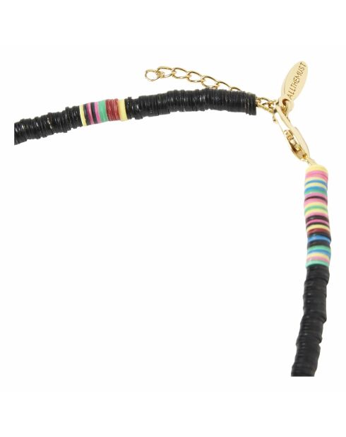 Collier en laiton plaqué or Fin Heishi noir