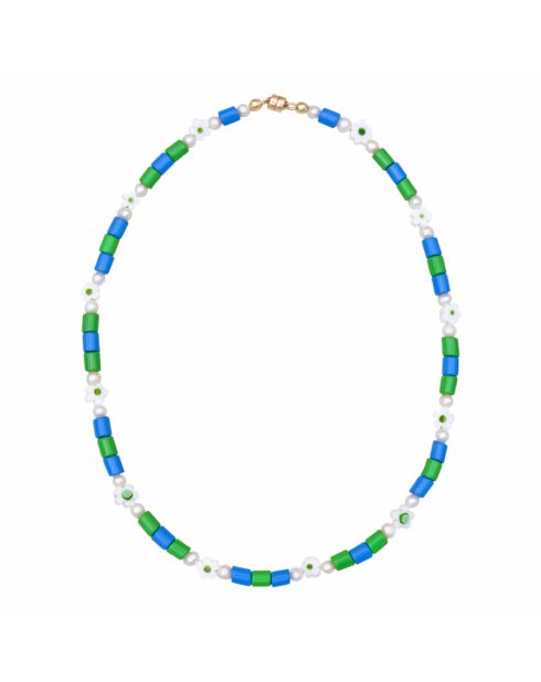 Collier en plaqué or Lina bleu