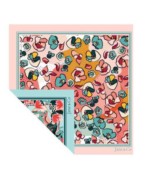 Foulard Réversible Norah/Eloïse rose pâle - 60x60 cm